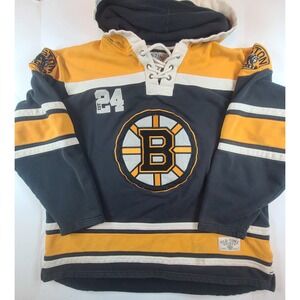 Old Time Hockey Boston Bruins Lace Up Hoodie Mens XL Black Gold Striped NHL